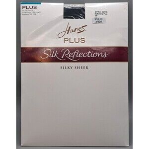 Hanes Silk Reflections Sheer Control Top Pantyhose One Plus Black Enhanced Toe